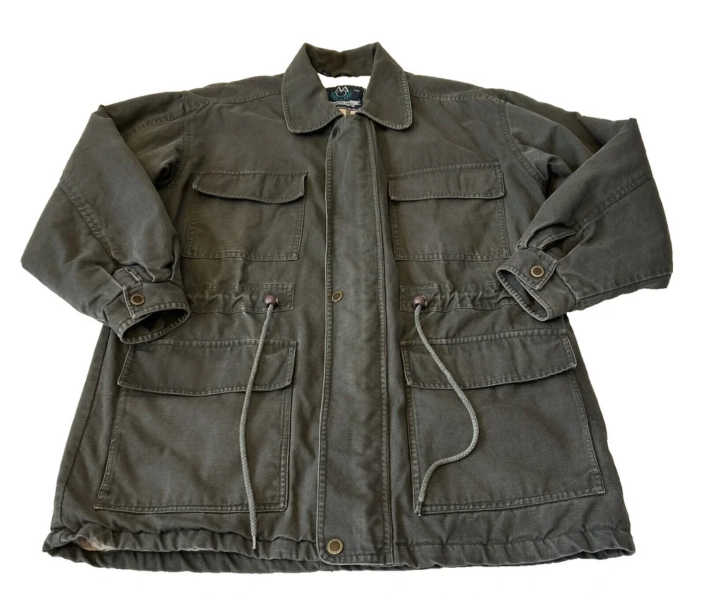 VTG Members Only Chore Barn Jacket Men's Large Green Canvas Lined Workwear